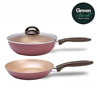 Juego de Sarten + Wok 3 Piezas Brinox Naturall Marron